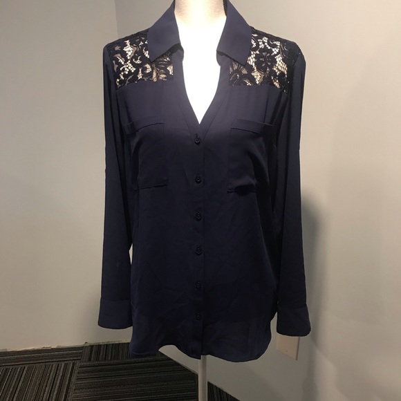 Express Tops - Express Portofino shirt slim fit -Large -Navy